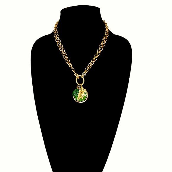 CHICO’s | Gold Convertible Chain Necklace With Green Bee Pendant & Charms | NWT - Picture 1 of 8